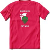 make beer not war Bier T-Shirt | Unisex Kleding | Dames - Heren Feest shirt | Drank | Grappig Verjaardag Cadeau tekst | - Roze - S