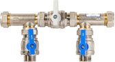 Bypass – kranenset – 3 kogelkranen – terugstroombeveiliging kranenset 3/4 inch-22mm – bypass waterleiding - voor o.a. waterontharder