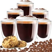 Luxe Dubbelwandige Koffieglazen - Latte Macchiato Glazen - Cappuccino Glazen - 300 ML - Set Van 6
