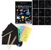 Scratch Art Kinderen Deluxe Set | Meerdere Varianten | Thema: Ruimte: 9 thema kaarten + 20 blanco kaarten + tools | Magic Kras Tekeningen Kraskaarten Krasfolie Kraskaart |  Knutsel