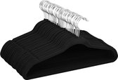 Furnibella - Fluwelen kleerhangers, garderobehangers, 100 stuks, antislip oppervlak, washanger met 360° draaibare haak, zwart
