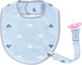 Babyjem Slabber met Speenketting Hearts Blue