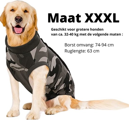 Sharon B - medical pet shirt hond - camo grijs - maat XXXL - honden romper  - na... | bol.com