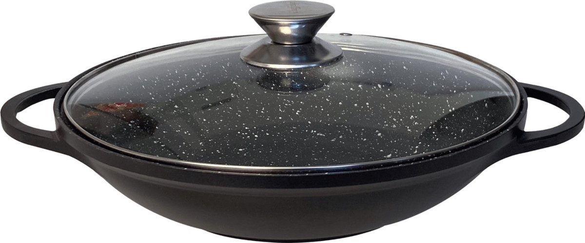 Platinum DAW36 Wok met Deksel - 36 cm - Zwart