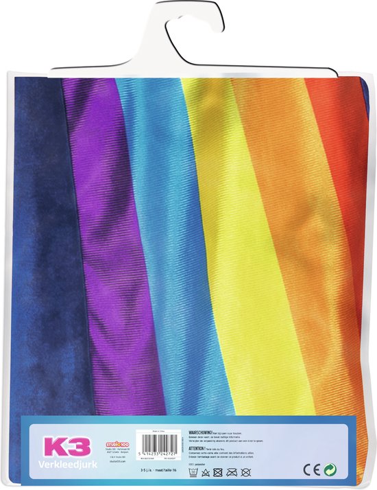 K3 verkleedkleding - Regenboogjurkje blauw 3/5 jaar - maat 116 - K3