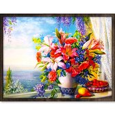 Eagle® Diamond Painting Volwassenen - Kleurrijke Bloemen - 40x30cm - Ronde Steentjes