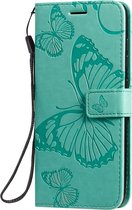 Samsung Galaxy A51 Hoesje - Mobigear - Butterfly Serie - Kunstlederen Bookcase - Turquoise - Hoesje Geschikt Voor Samsung Galaxy A51