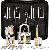Lock Premium Lockpick Set – 20-delig – Inclusief 3 transparante sloten – Lockpicken voor beginners en professionals