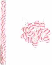 Roze/wit gestreepte hangdecoratie paaseieren 24x stuks - Pasen versieringen