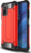 Mobigear Hoesje geschikt voor Xiaomi Redmi Note 10S Telefoonhoesje Hardcase | Mobigear Outdoor Backcover Shockproof | Schokbestendig Redmi Note 10S Telefoonhoesje | Anti Shock Proof - Rood