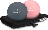 Balles de massage de crosse Navaris - 2 balles de massage à point de déclenchement pour le dos, les jambes et le cou - Boules de fascia pour l'auto-massage - Diamètre 6 cm - Dur et doux