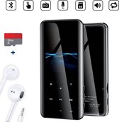 MP3 speler | MP3 Speler Met bluetooth 5.0 | Ondersteund tot 128GB | Incl. Oortjes en 32GB Geheugenkaart | FM Radio en Spraakrecorder | Langdurige Batterij | Verbeterd Model