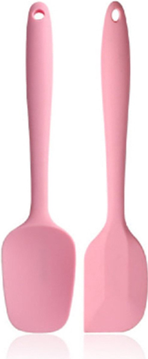 Siliconen Spatel Set 2x Kunststof Roze BPA free Food Grade Siliconen Anti-aanbak Keukengerei 2 stuks Vaatwasser bestendig hittebestendig pottenlikker pannenlikker