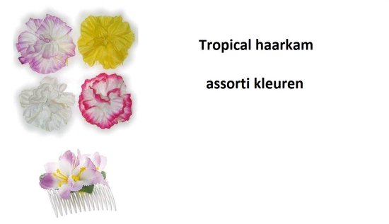 Haarkam tropical bloem assortie kleuren -Tropical hawai themafeest festival carnaval party