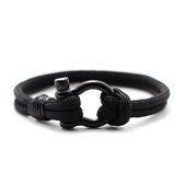 Marama - herenarmband Rope Bruin - zwart titanium - stevig nylon - stoere armband - 19 cm - harpsluiting - smalle polsen