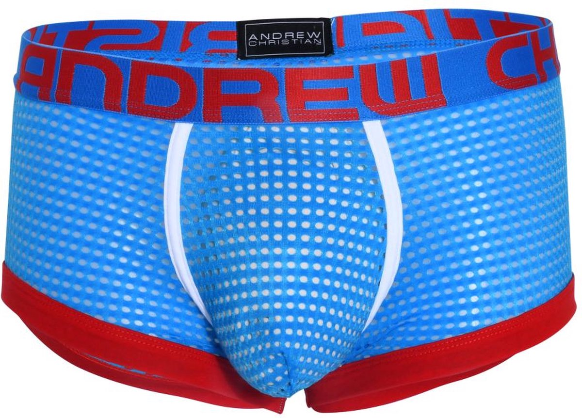 Andrew Christian - Almost Naked Mesh Boxer Blauw - Maat L - Erotische Heren Onderbroek