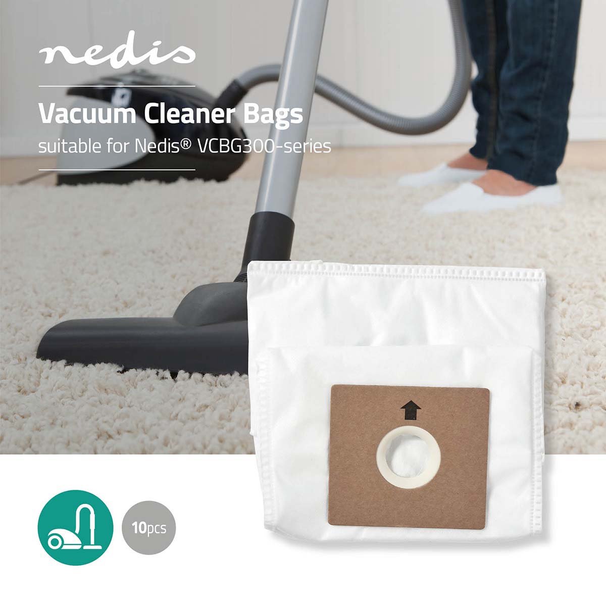 Nedis Stofzuigerzak - 10 Stuks - Synthetisch - Meest verkocht voor: Nedis VCBG300-Series - Wit