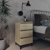 vidaXL Nachtkastje met metalen poten 40x35x69 cm sonoma eikenkleurig