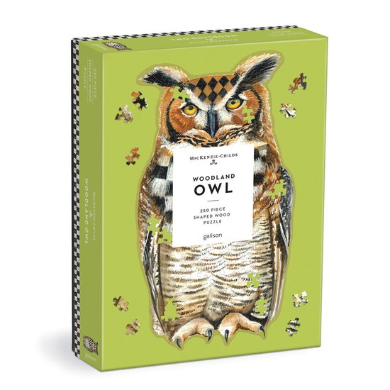 Foto: Mackenzie childs courtly check owl 250 piece shaped wood puzzle