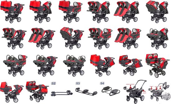 B Active Trippy drieling kinderwagen 2in1 (levertijd 3 á 4 weken) 08 Rosso van B Active — afbeelding 4