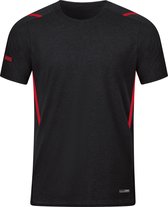 Jako Challenge T-Shirt Heren - Zwart Gemeleerd / Rood | Maat: XL