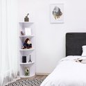 YITAHOME Hoekplank met 5 niveaus, 30 x 30 x 180 cm, moderne vrijstaande hoekboekenplank, 5 planken met displayhoek en boekenplanken, houten open opbergboekenplanken voor woonkamer, thuiskantoor, wit