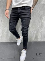 Satine Jeans Mannen Elastische Taille Skinny Jeans Mannen 2021 Stretch Ripped Broek Streetwear Heren Denim Jeans