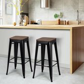 Furnibella - 2 x barkrukken metalen barkrukken industriële bistrokruk keukenstoelen belastbaar tot 150 kg voor tuin