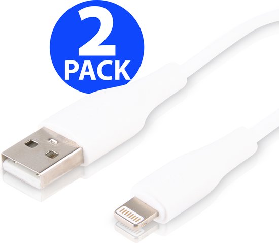 Câble certifié Apple Lightning vers USB - 2PACK - 2 mètres - Pour iPhone/ iPad/iPod -... | bol.com