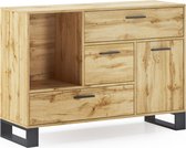 Homesse Dressoir - Opbergkast - Bijzetkast - Praktisch - Industrieel - 5 opbergruimtes - Hout - Multifunctioneel - Lichtbruin