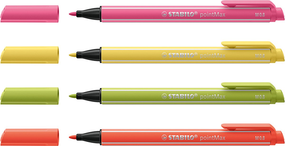 STABILO 2 Stylos-feutre, PointMAX, pointe large 0,8 mm en nylon - Noir -  Stylos feutres