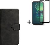 Motorola Moto E20 Hoesje - Motorola Moto E20 Screenprotector - Wallet Bookcase Zwart + Full Screenprotector