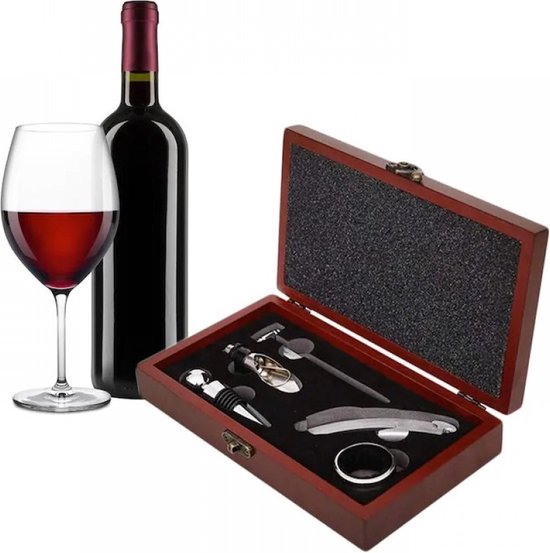 Service à vin | Coffret cadeau exclusif en bois - 5 pièces | bol.com