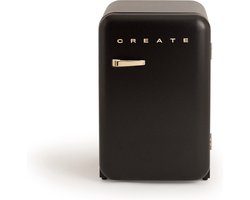 CREATE - Koelkast in retrostijl - Zwart - Handvat Goud - FRIDGE RETRO 107L