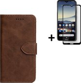 Nokia C30 Hoesje - Nokia C30 Screenprotector - Wallet Bookcase Bruin + Full Screenprotector