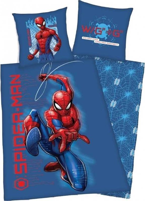 Spiderman dekbed - 140 x 200 cm. - Marvel Spider-Man dekbedovertrek - blauw
