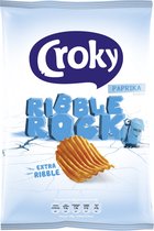 Croky Chips Crazy Ribble Rock Paprika, vegetarisch-vegan-glutenvrij-lactosevrij 9 Zakken 130 gram