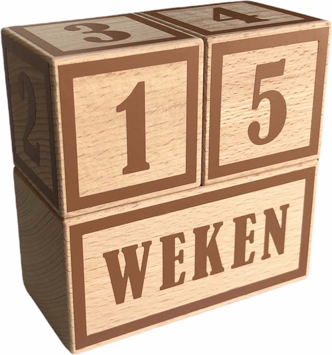 Goedkoopste Houten mijlpaalblokken - Clay brown - kraamcadeau - leeftijden en momenten - 3 blokken