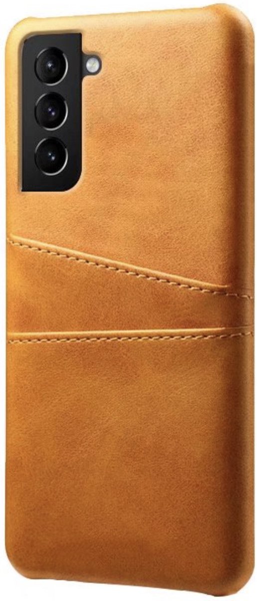 Backcover geschikt voor Samsung Galaxy S21 FE - Bruin - PU Leer - Pasjeshouder
