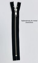Spijkerbroek rits met rem, Jeansrits Zwart/Zilver YKK - 20 cm lang
