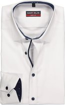 MARVELIS body fit overhemd - wit structuur (contrast) - Strijkvriendelijk - Boordmaat: 42