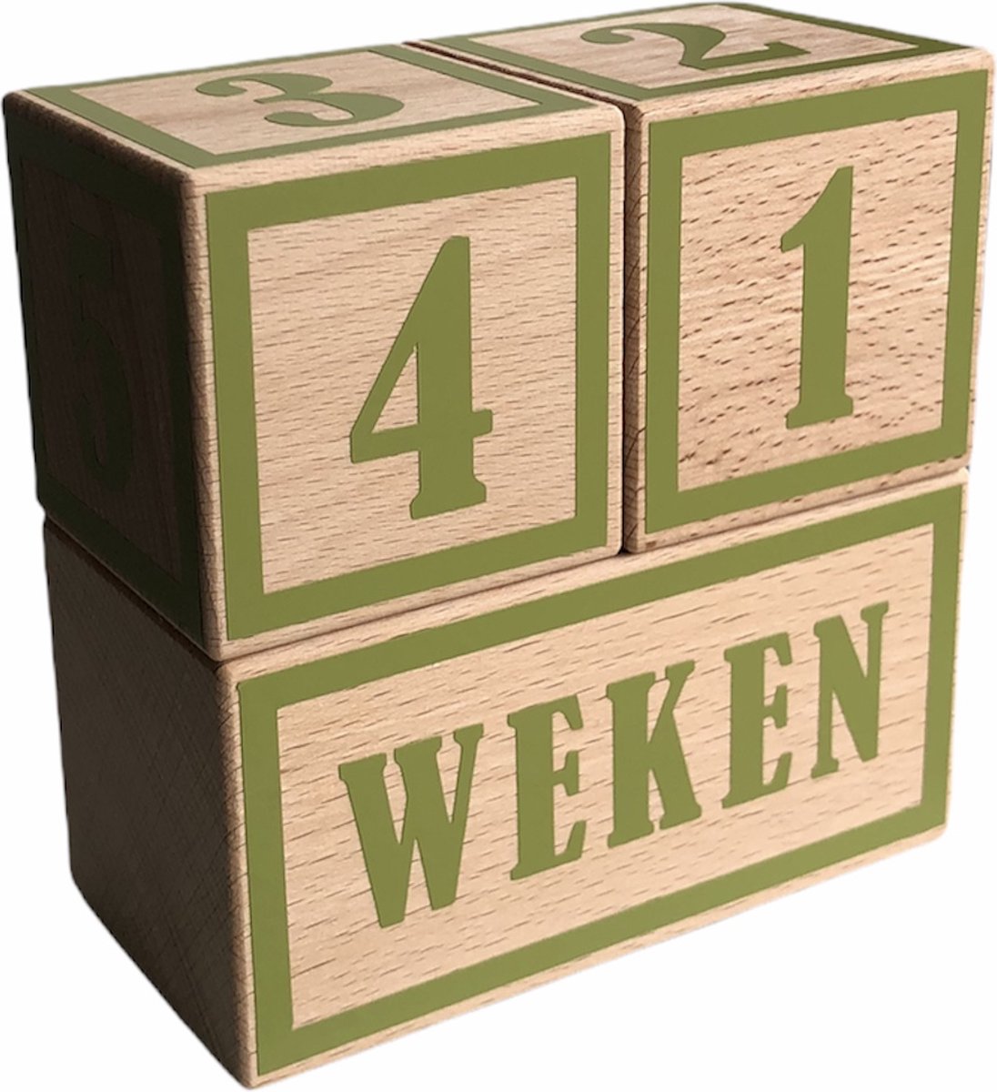 Goedkoopste Houten mijlpaalblokken - olijfgroen - kraamcadeau - leeftijden en momenten - 3 blokken