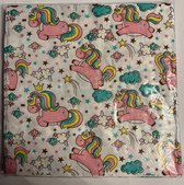 Servetten unicorn wit met roze unicorn en groene wolkjes