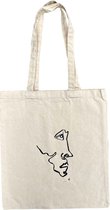 Sayyara Tote bag - Katoenen tas - Schoudertas - Handtas - Canvas - Biologisch katoen - Milieuvriendelijk - Lijntekening - Dames - Heren - Naturel