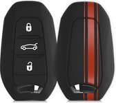 kwmobile étui à clés de voiture pour clé de voiture Opel SmartKey à 3 boutons Keyless Go - Étui à clés de voiture en rouge / noir - Motif rayures rallye