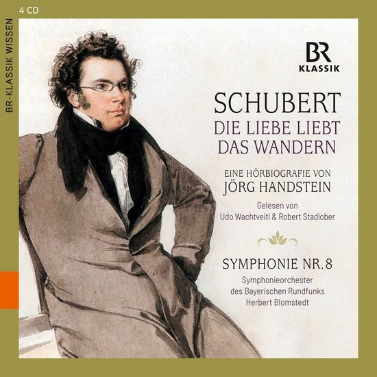 Albumhoes met schilderij van Schubert met tekst: Schubert Die Liebe Liebt Das Wandern, Symphonie Nr. 8.