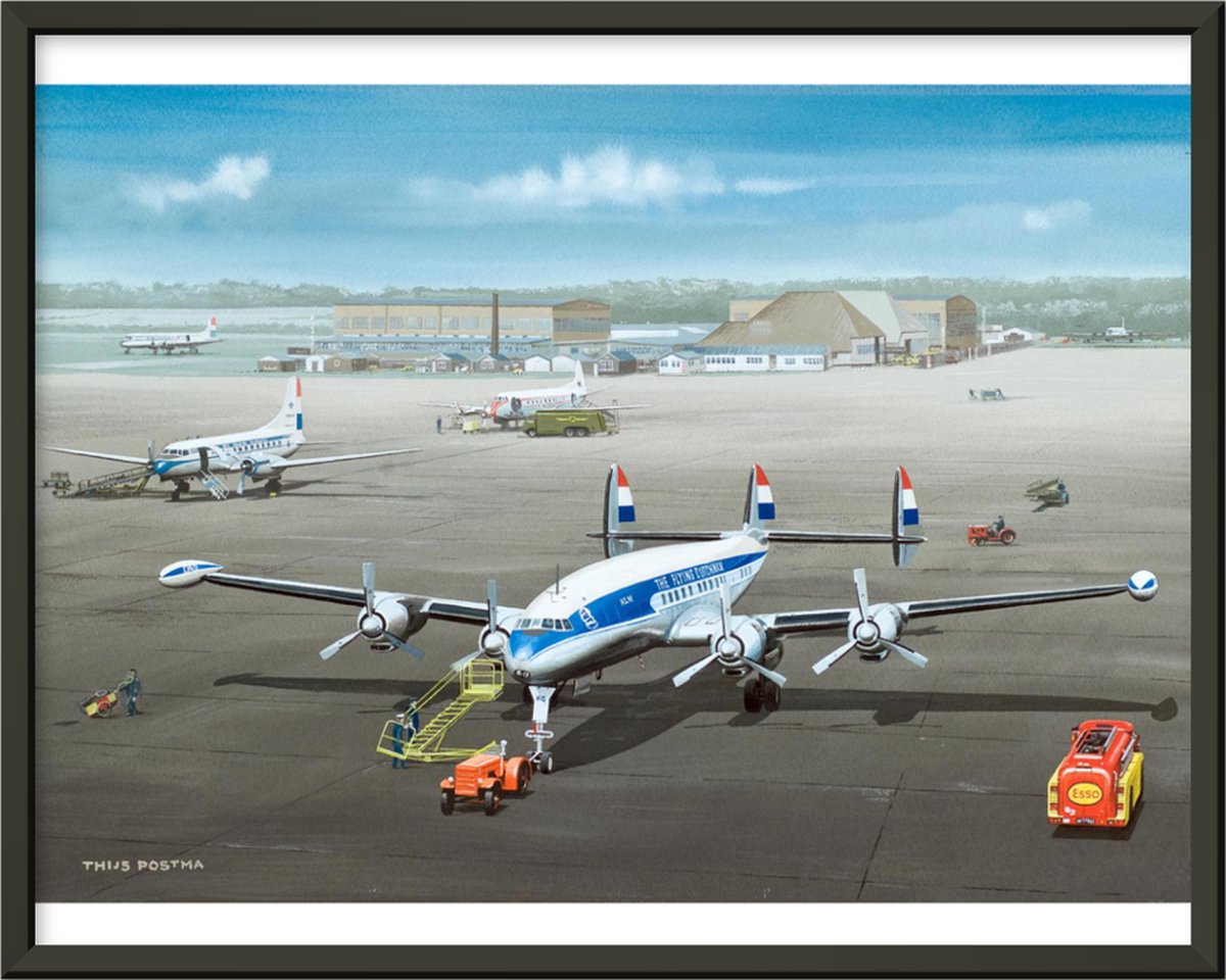 TP Aviation Art Thijs Postma - TP Aviation Art - Poster - Lockheed Super Constellation - 40x50cm - Frame Kleur