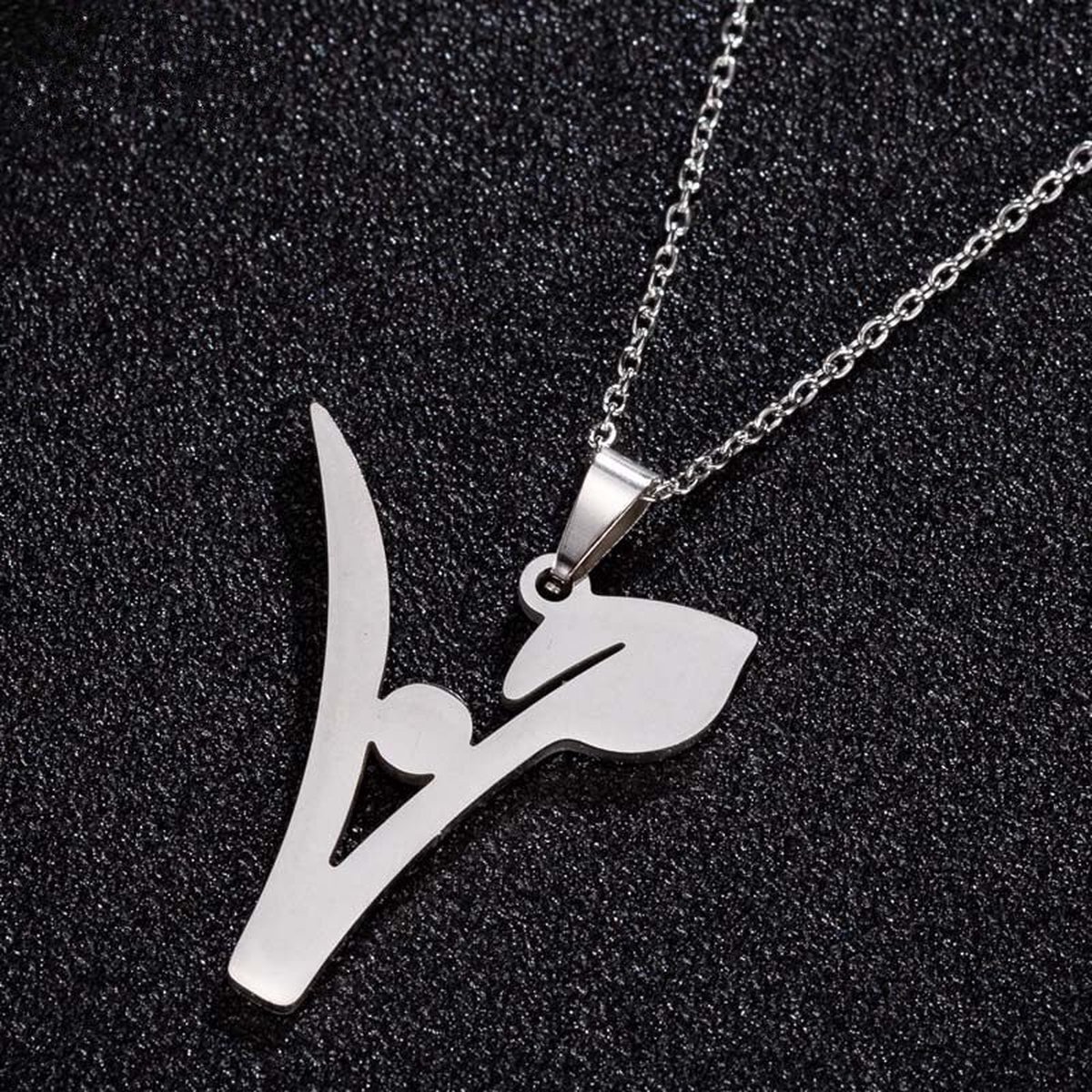 GoedeDoelen.Shop | Ketting V-Vegan Plantbased silver | Vegan Ketting | Statement Ketting | Vegan | Bewust | Wellness-House