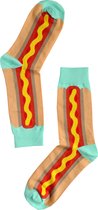 Hot Dog Sokken maat 41-46 - Geel, Rood - Grappige, vrolijke en leuke Sokken