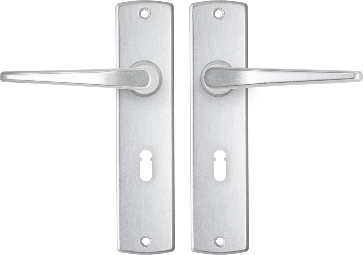 AXA Binnendeurbeslag set (Curve) Aluminium: Kruk (model Duim) op schild SL56